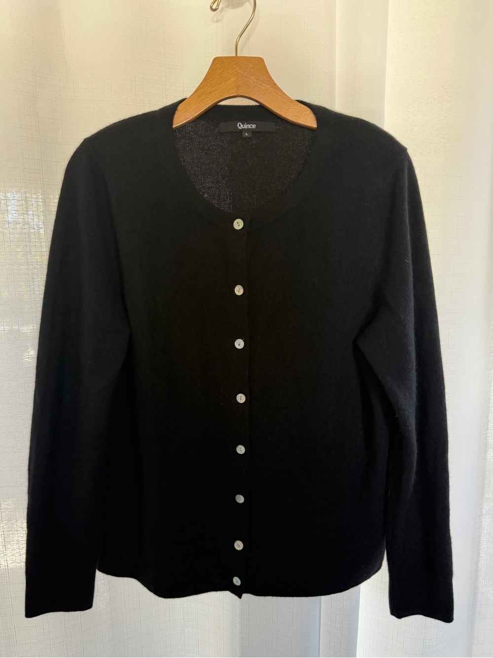 Quince 100% Cashmere Black Cardigan Sweater Size Large